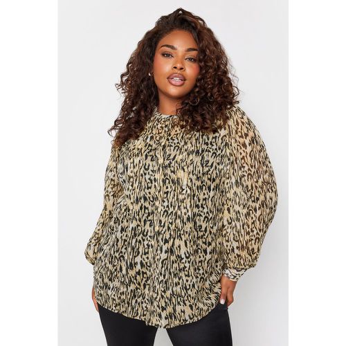 Blouse Beige Animal Manches Bouffantes, Grande Taille & Courbes - Yours - Modalova
