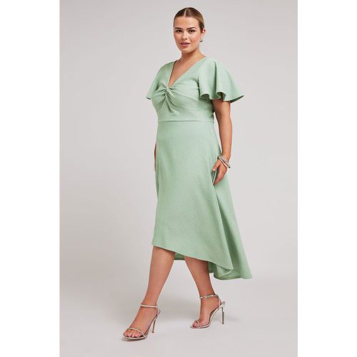 Curve Green Dipped Hemline Jacquard Dress, Grande Taille & Courbes - Yours London - Modalova