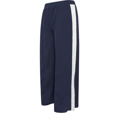 Curve Navy Blue & White Scuba Side Stripe Trousers, Grande Taille & Courbes - Yours - Modalova