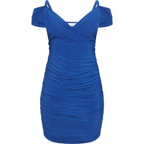 Curve Blue Cold Shoulder Wrap Dress, Grande Taille & Courbes - Yours London - Modalova