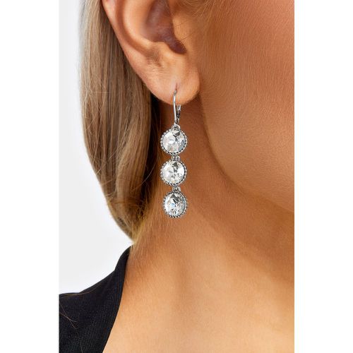 Silver Tone Triple Diamante Drop Earrings - Yours - Modalova