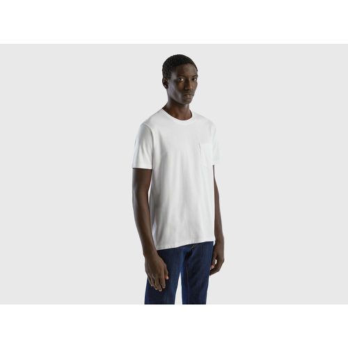 Benetton, T-shirt 100% Coton Avec Pochette, taille XXL, Blanc - United Colors of Benetton - Modalova