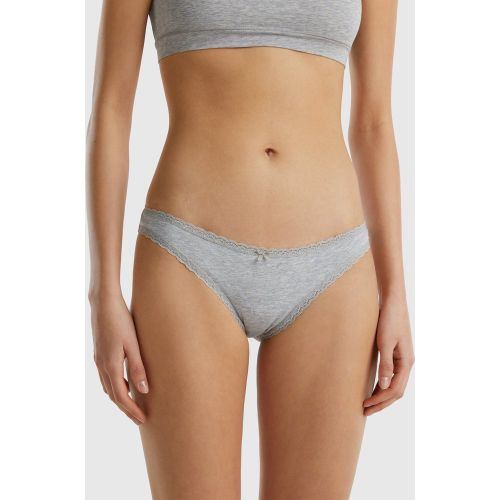 Benetton, Culotte Taille Basse En Coton Bio Stretch, taille XS, Gris Clair - United Colors of Benetton - Modalova