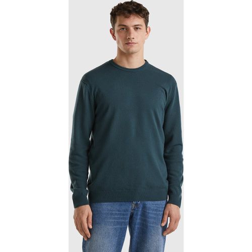 Benetton, Pull Vert Foncé À Col Rond En Pure Laine Mérinos, taille XL, Vert Foncé - United Colors of Benetton - Modalova