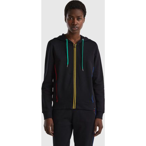 Benetton, Sweat Zippé 100 % Coton À Capuche, taille M, Noir - United Colors of Benetton - Modalova