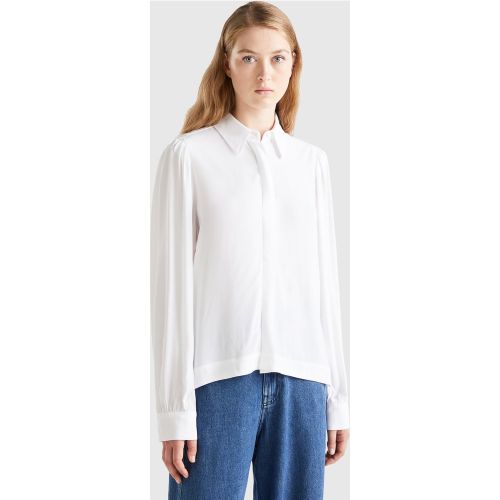 Benetton, Chemise En Pure Viscose, taille L, Blanc - United Colors of Benetton - Modalova