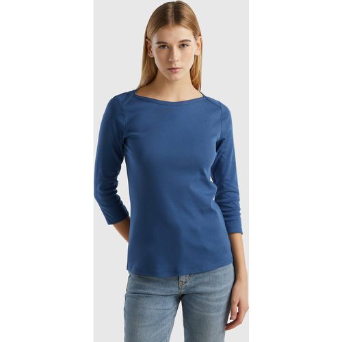 Benetton, T-shirt Encolure Bateau 100 % Coton, taille XL, Bleu Horizon - United Colors of Benetton - Modalova