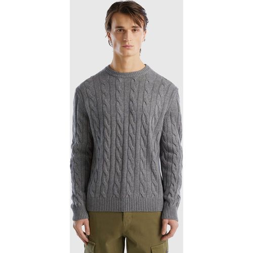 Benetton, Pull Torsadé En Cachemire Mélangé, taille XXL, Gris - United Colors of Benetton - Modalova