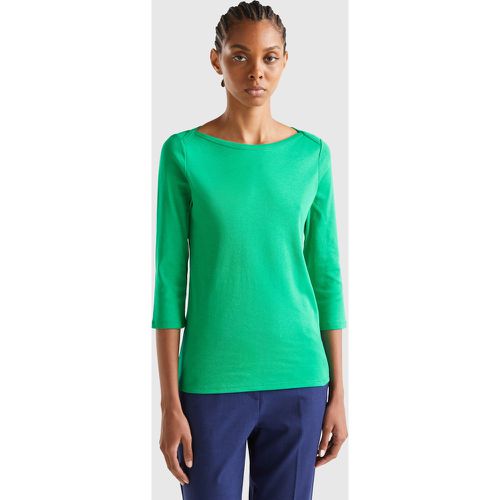 Benetton, T-shirt Encolure Bateau 100 % Coton, taille XL, Vert - United Colors of Benetton - Modalova