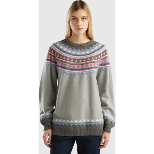 Benetton, Pull Jacquard Avec Lurex, taille L-XL, Gris Foncé - United Colors of Benetton - Modalova