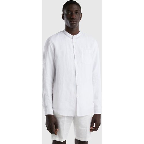 Benetton, Chemise En Lin Avec Col Mao, taille XXXL, Blanc - United Colors of Benetton - Modalova