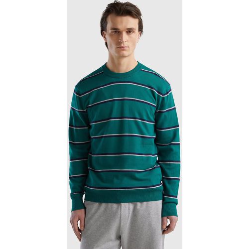 Benetton, Pull Rayé 100 % Coton, taille XXL, Vert Foncé - United Colors of Benetton - Modalova