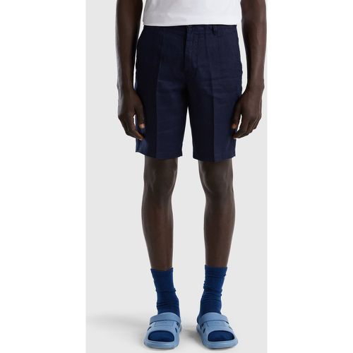 Benetton, Bermuda En Pur Lin, taille 54, Bleu Foncé - United Colors of Benetton - Modalova