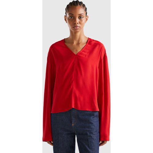 Benetton, Blouse À Col En V, taille L, Rouge - United Colors of Benetton - Modalova