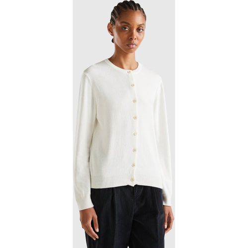 Benetton, Gilet Crème En Mélange De Laine Et De Cachemire, taille L, Crème - United Colors of Benetton - Modalova