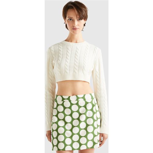 Benetton, Pull Cropped Torsadé, taille L, Blanc - United Colors of Benetton - Modalova