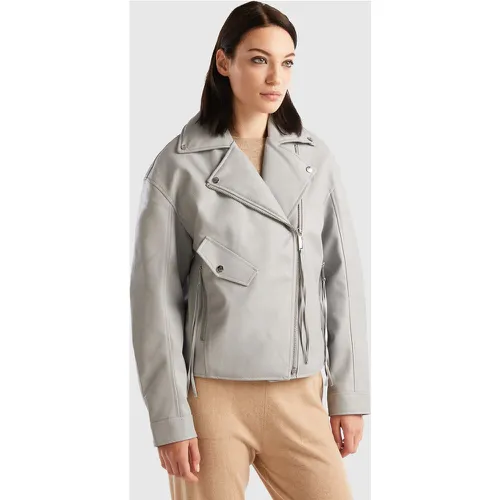 Benetton, Blouson Biker En Tissu Enduit, taille L, Gris Clair - United Colors of Benetton - Modalova