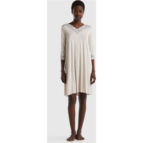 Benetton, Chemise De Nuit Avec Détails En Dentelle, taille XS, Gris Clair - United Colors of Benetton - Modalova