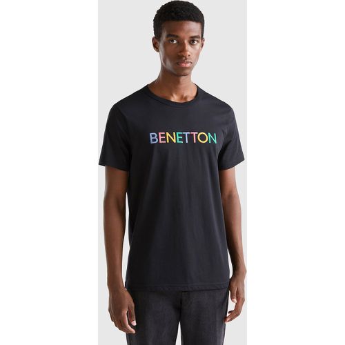 Benetton, T-shirt Noir En Coton Bio À Imprimé Logo, taille L, Noir - United Colors of Benetton - Modalova