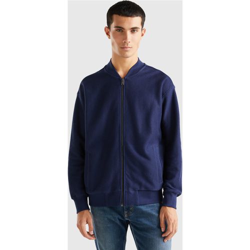 Benetton, Bomber Zippé En Molleton, taille XXL, Bleu Foncé - United Colors of Benetton - Modalova