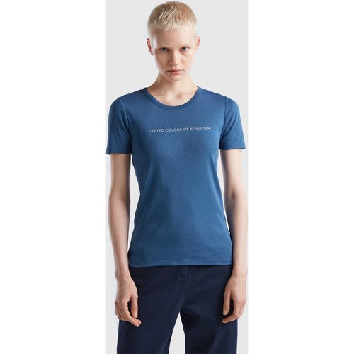 Benetton, T-shirt 100% Coton Avec Logo Imprimé Pailleté, taille L, Bleu Horizon - United Colors of Benetton - Modalova
