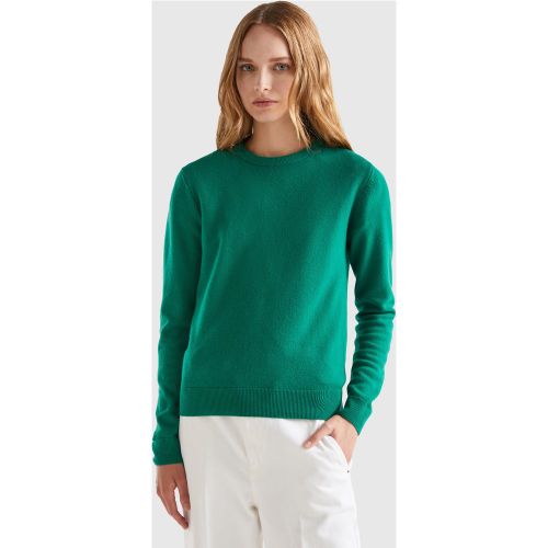 Benetton, Pull Vert Forêt À Col Rond En Laine Mérinos, taille L, Vert - United Colors of Benetton - Modalova