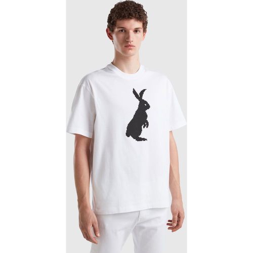 Benetton, T-shirt Blanc Avec Imprimé Lapin, taille XXL, Blanc - United Colors of Benetton - Modalova