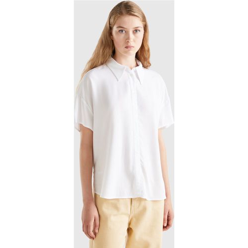 Benetton, Chemise À Manches Courtes En Viscose Durable, taille L, Blanc - United Colors of Benetton - Modalova