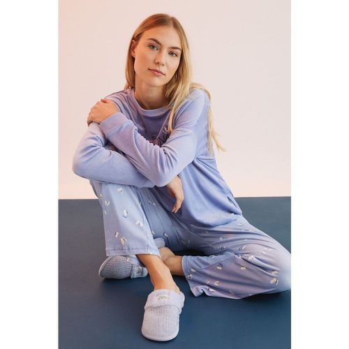 Pyjama long bleu effet velours doux - Women'secret - Modalova