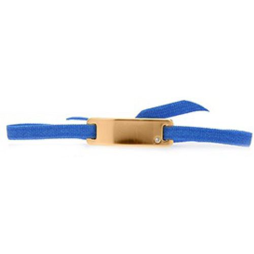 Bracelet A55589 - Plaque Ruban Lisse Strasse Bleu Or Rose - Les Interchangeables - Modalova