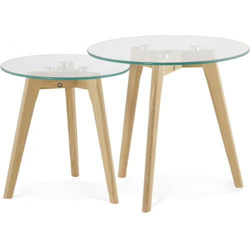 Ensemble de deux tables basses avec plateau en verre transparent 50x50x45 cm GUILLET - 3S. x Home - Modalova