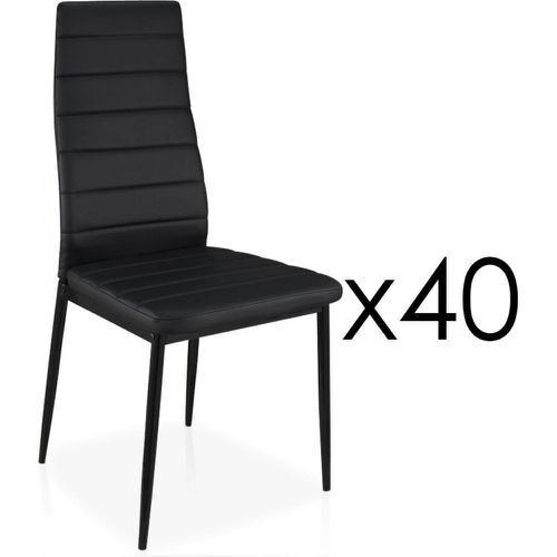 Lot de 40 Chaises Design Simili Cuir Noir HOUSTON - 3S. x Home - Modalova