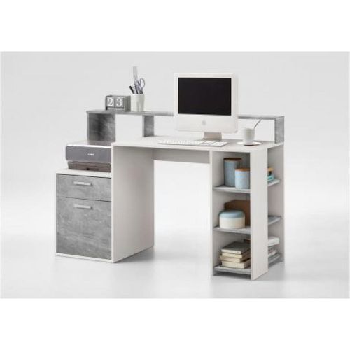 Bureau Gris Béton Blanc MERIL - 3S. x Home - Modalova