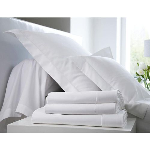 Drap Housse Satin Uni Elastiqué Bonnet 40 cm - Blanc des Vosges - Modalova