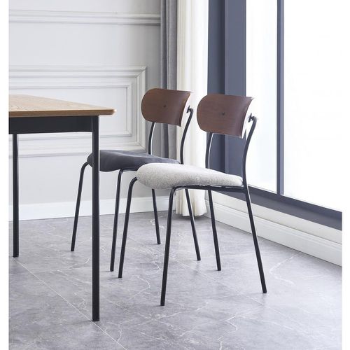 Lot de 2 chaises design en métal noir et en bois Gris - 3S. x Home - Modalova