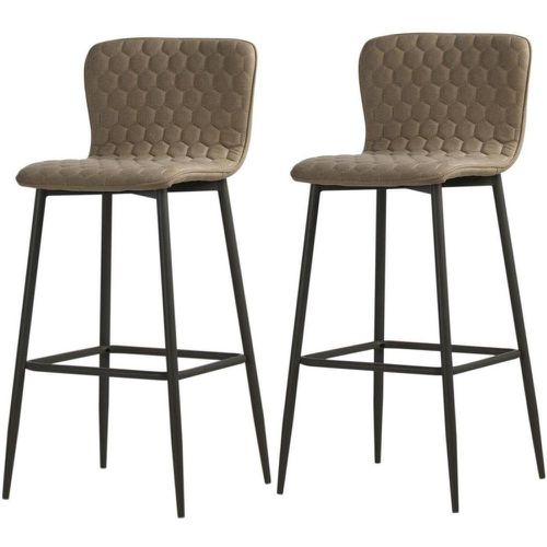 Lot de 2 tabourets de bar design en cuir et pieds en metal CERAMIKA - 3S. x Home - Modalova