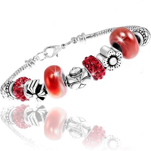 Bracelet So Charm - B1144-ROUGE - Bracelet Perle Rouge - So Charm Bijoux - Modalova