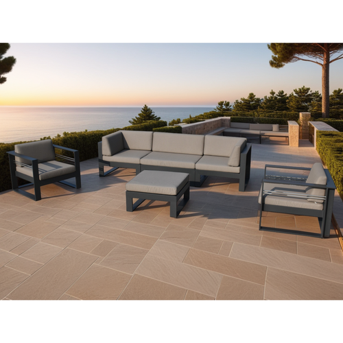 Salon de jardin haut de gamme 6 places foncé ST TROPEZ - DELORM DESIGN - Modalova