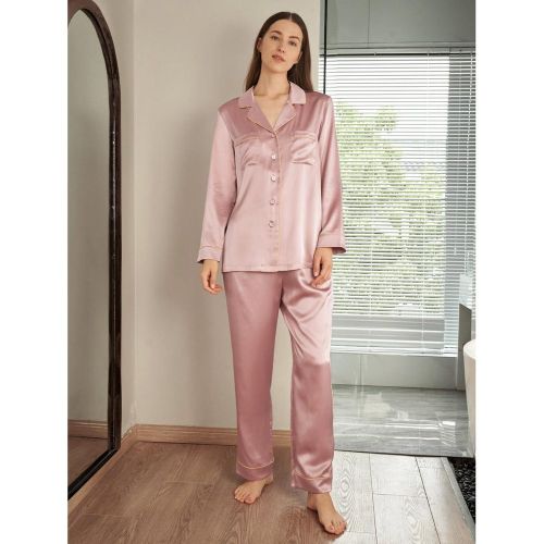 MM Ensemble Pyjama à Passepoil d'Or en Soie - LilySilk - Modalova