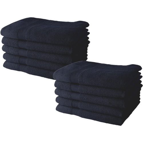 Lot de 10 serviettes de Toilette 50x90 cm 100% Coton - Navy - Today - Modalova