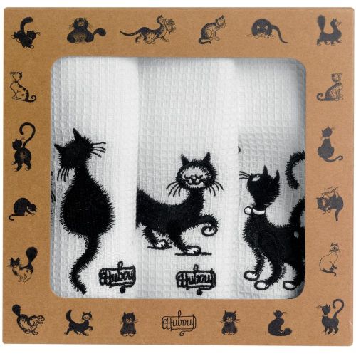 Lot de 3 torchons Dubout Les chats brodÃ© 40 x 60 - Maison Vivaraise - Modalova