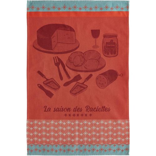 Torchon imprimé en jacquard de coton, LA SAISON DES RACLETTES- moyen-50 x 75 cm - Coucke - Modalova