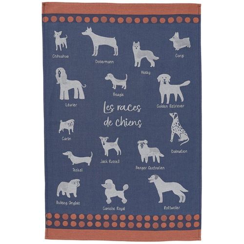 Torchon imprimé en jacquard de coton RACES DE CHIENS - Coucke - Modalova