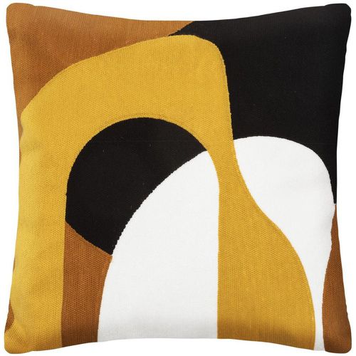 Coussin Hary, motifs brodés, coton, jaune ocre, 45x45 cm - 3S. x Home - Modalova