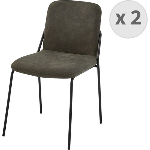 Lot de 2 chaises vintage en microfibre Ebène et métal - 3S. x Home - Modalova