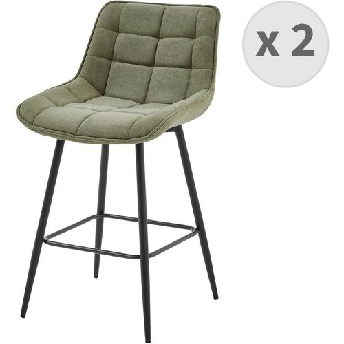 Lot de 2 fauteuils de bar en tissu Sauge et métal noir - 3S. x Home - Modalova