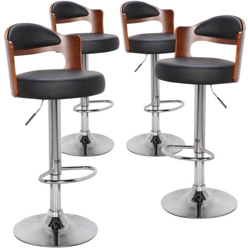 Lot de 4 chaises de bar Ruben Noisette et Simili Noir - 3S. x Home - Modalova