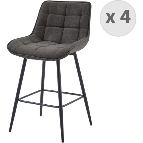 Lot de 4 fauteuils de bar en tissu souris et métal noir - 3S. x Home - Modalova