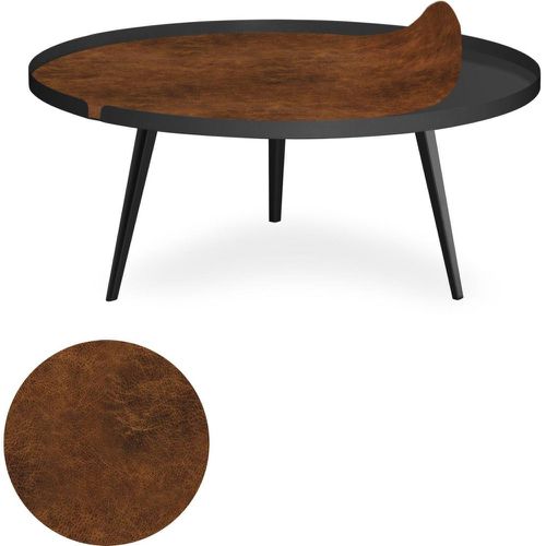 Table basse magnétique ronde à rebord Bipolart Métal avec 1 Top Effet simili de vachette - 3S. x Home - Modalova