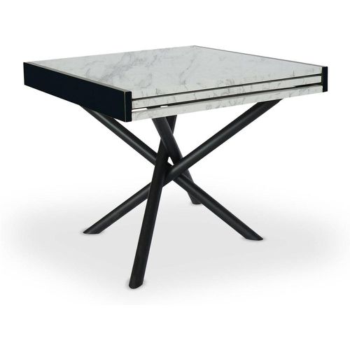 Table extensible moderne L90-180cm Métal noir et Bois effet marbre - 3S. x Home - Modalova